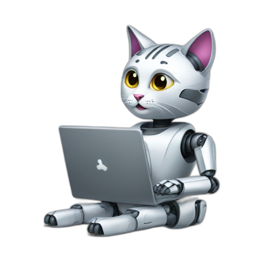 cat robot with laptop